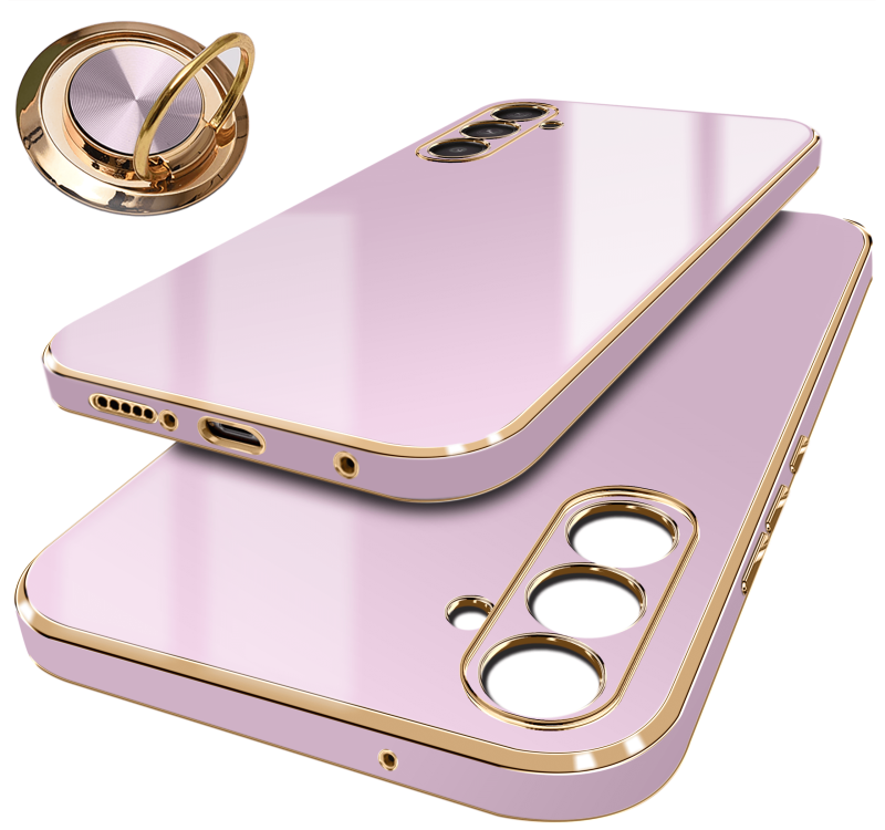 etui-do-samsung-galaxy-s23-fe-ze-zlota-ramka-fioletowe-rozowe-ze-szklem