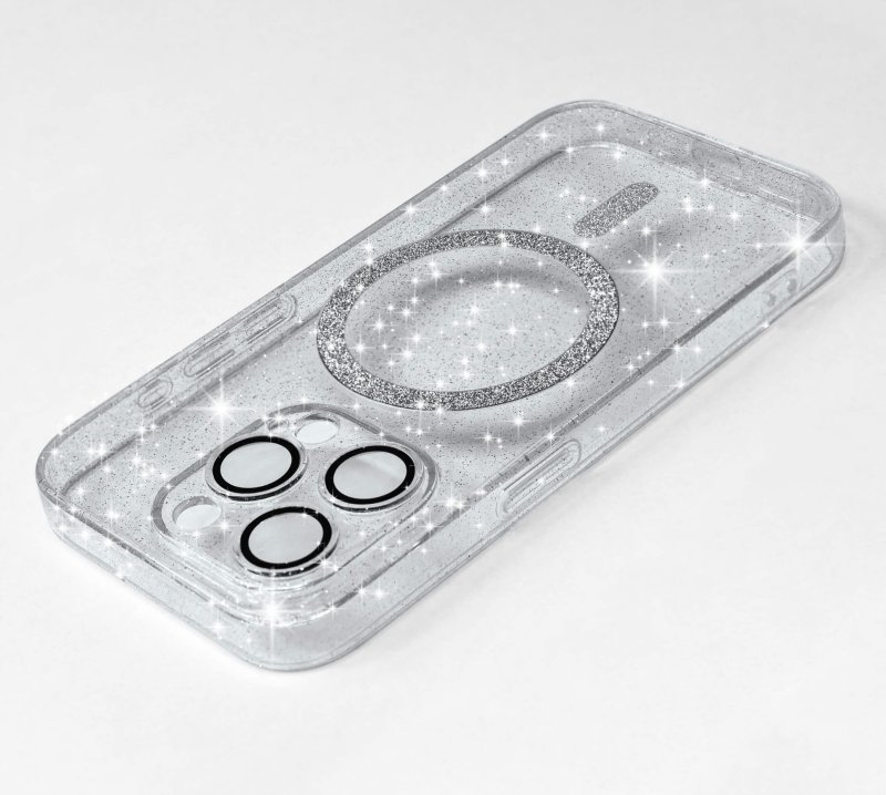 Etui do Iphone 13 Pro magsafe brokatowe przeźroczyste ze szkłem, nakładka, na plecki, case, magsafe glitter