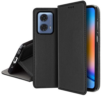 Etui do Motorola Moto G34 5G czarne magnetyczne zamykane ze szkłem