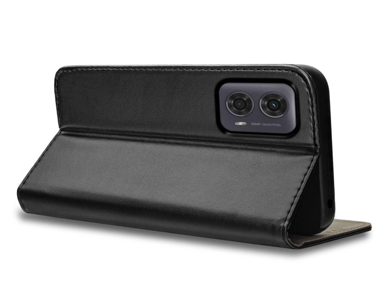 Etui do Motorola Moto G24 / G04 czarne magnetyczne zamykane ze szkłem, pokrowiec, kabura, case, z klapka, smart magnetic