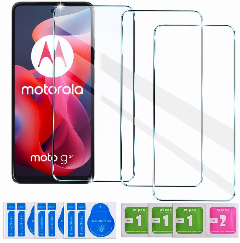 Szkło hartowane do Motorola Moto G24 / G24 Power / G04, szybka, szkiełko, ochrona, wyświetlacz, zabezpieczenie, ekran