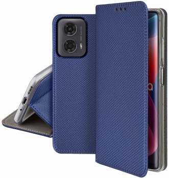 Etui do Motorola Moto G24 / G24 Power / G04 granatowe zamykane ze szkłem