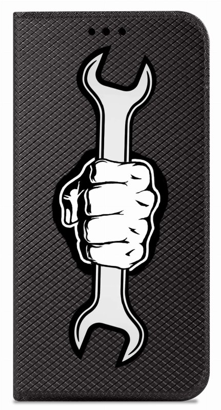 Etui do Motorola Moto G24 / G24 Power / G04 zamykane malowane wzór ze szkłem, pokrowiec, kabura, case, z klapka, smart wzory, ręka, pięść, klucz