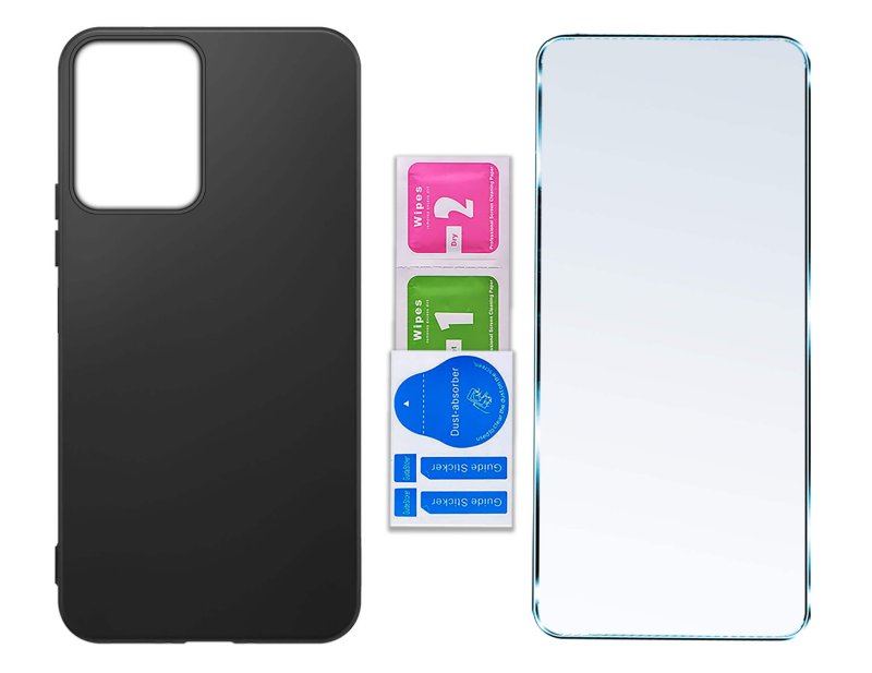 Etui do Motorola Moto G24 / G24 Power / G04 czarne matowe ze szkłem, nakładka, na plecki, case, pudding