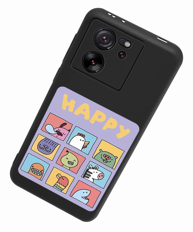 Etui do Xiaomi 13T / 13T Pro malowane wzór ze szkłem, nakładka, na plecki, case, happy