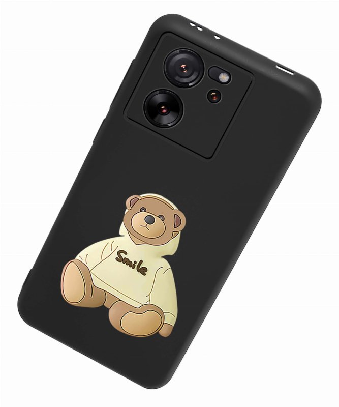 Etui do Xiaomi 13T / 13T Pro malowane wzór ze szkłem, nakładka, na plecki, case, miś, smile