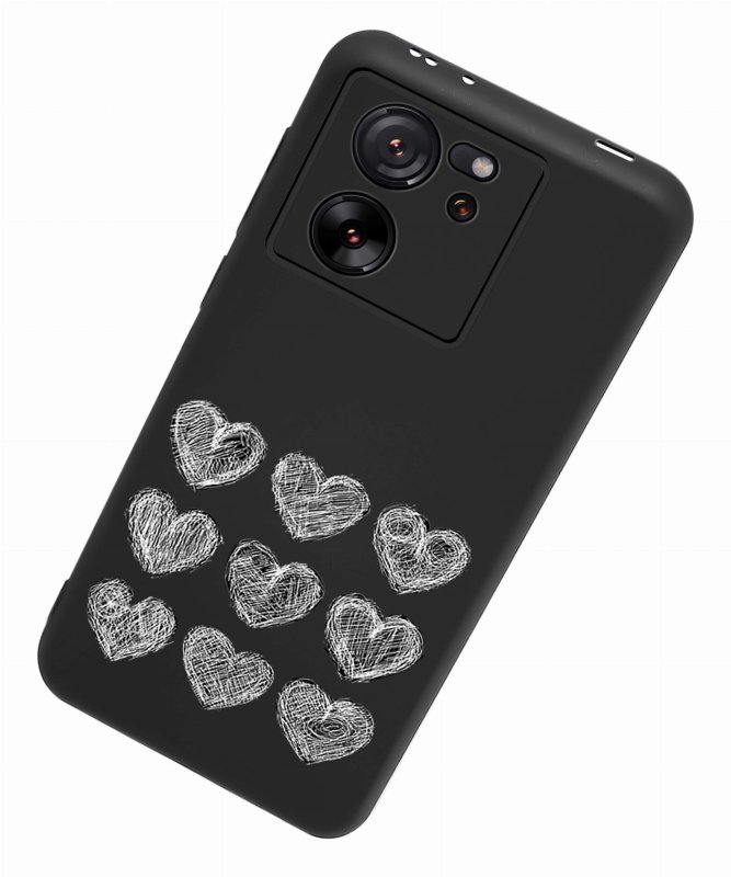 Etui do Xiaomi 13T / 13T Pro malowane wzór ze szkłem, nakładka, na plecki, case, serca