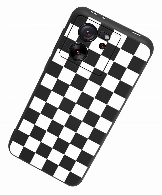 Etui do Xiaomi 13T / 13T Pro malowane wzór ze szkłem, nakładka, na plecki, case, szachownica, kratka