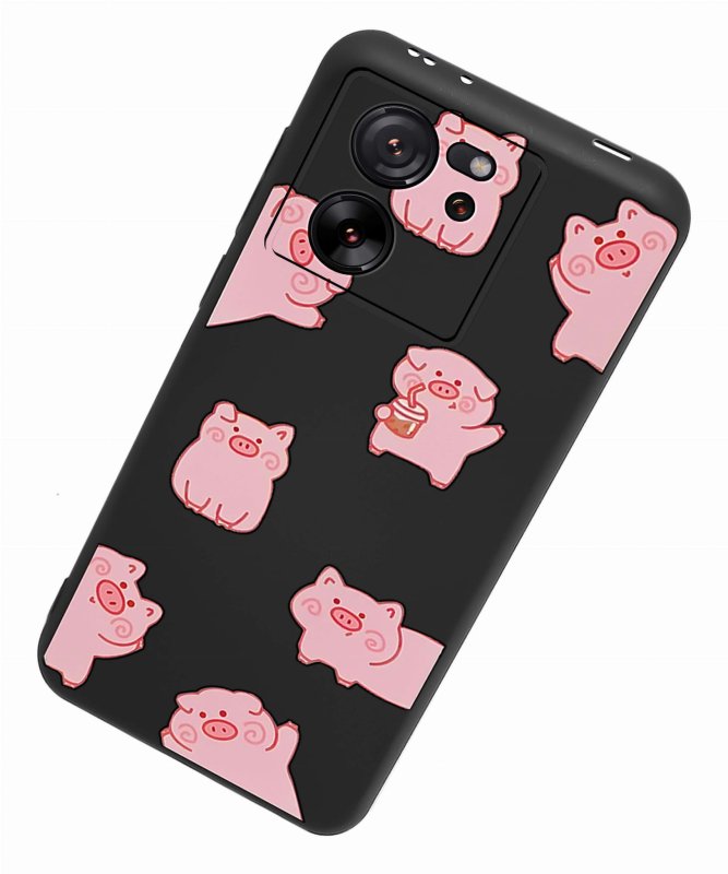 Etui do Xiaomi 13T / 13T Pro malowane wzór ze szkłem, nakładka, na plecki, case, świnki
