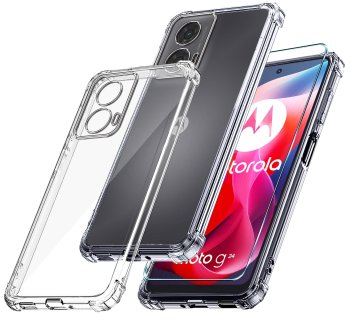 Etui do Motorola Moto G24 / G24 Power / G04 przeźroczyste ze szklem