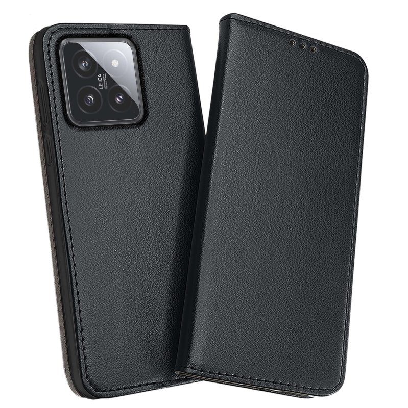 Etui do Xiaomi 14 Pro czarne magnetyczne zamykane, pokrowiec, kabura, case, z klapka, smart magnetic,