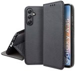 Etui do Samsung Galaxy A35 5G czarne zamykane ze szkłem
