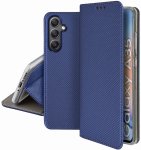 Etui do Samsung Galaxy A35 5G granatowe zamykane ze szkłem