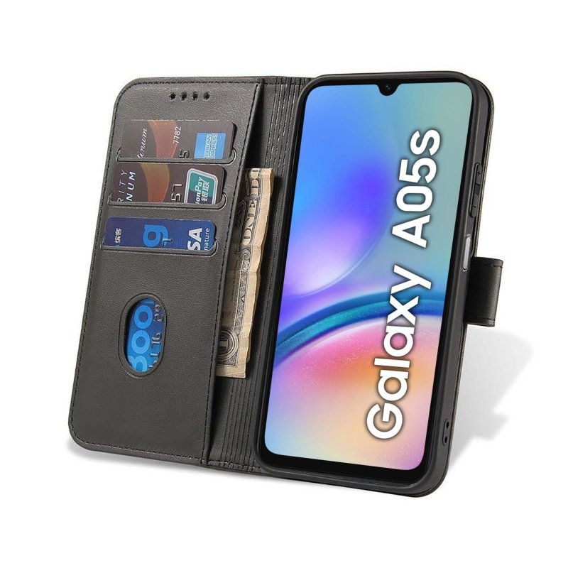 etui-do-samsung-galaxy-a05s-skorzane-z-klapka-czarne-ze-szklem