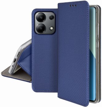Etui do Xiaomi Redmi Note 13 Pro 4G granatowe zamykane ze szkłem