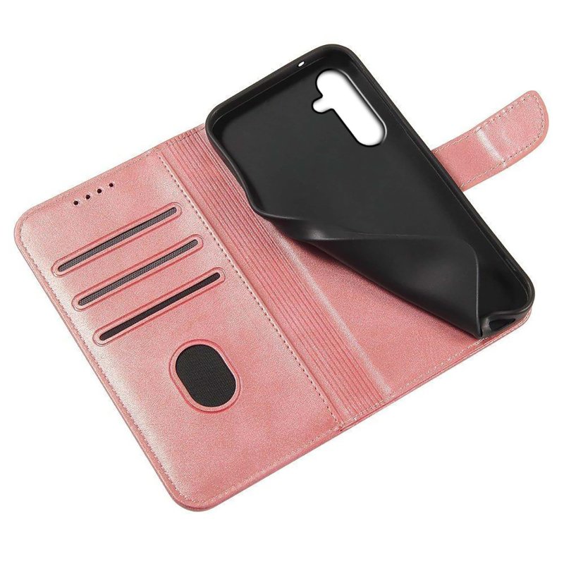 etui-do-samsung-galaxy-s23-fe-skorzane-z-klapka-rozowe-ze-szklem