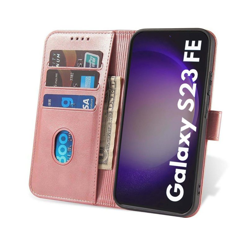 etui-do-samsung-galaxy-s23-fe-skorzane-z-klapka-rozowe-ze-szklem