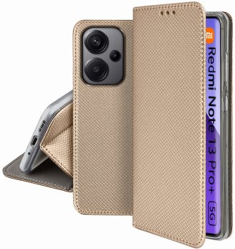 Etui do Xiaomi Redmi Note 13 Pro+ Plus złote zamykane