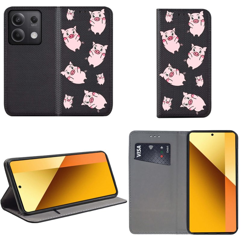 etui-do-xiaomi-redmi-note-13-pro-plus-zamykane-malowane-wzor-świnki