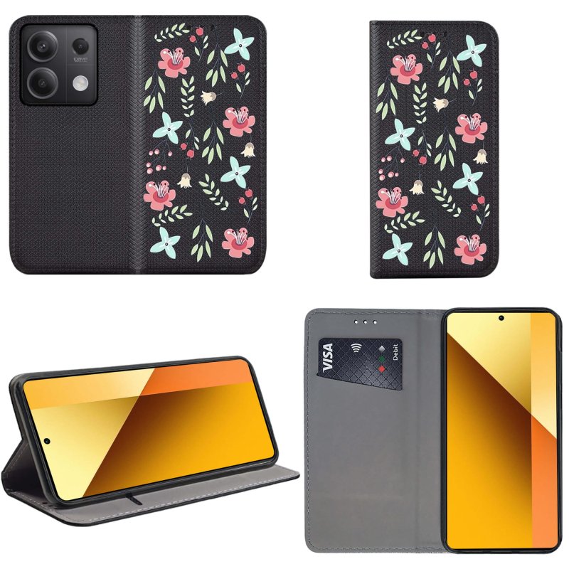 etui-do-xiaomi-redmi-note-13-pro-plus-zamykane-malowane-wzor-kwiaty