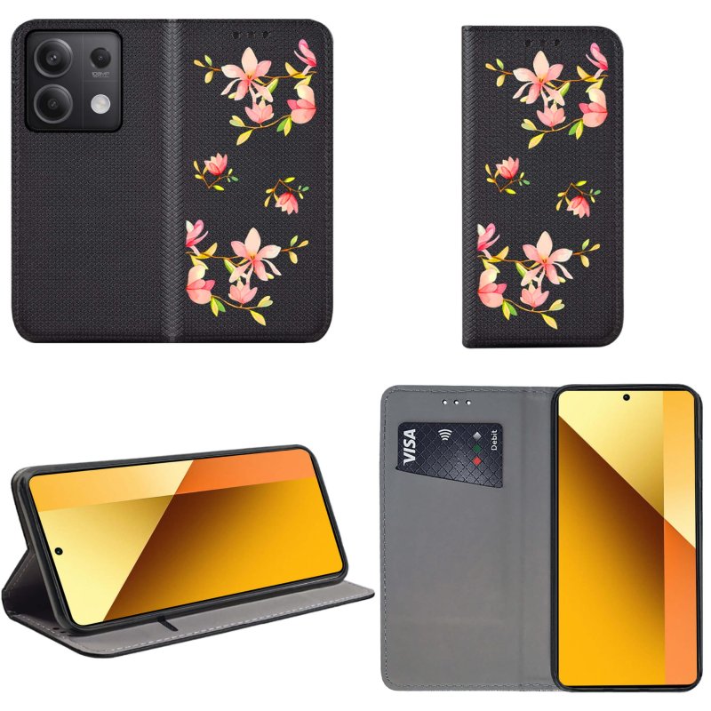 etui-do-xiaomi-redmi-note-13-pro-plus-zamykane-malowane-wzor-kwiatki