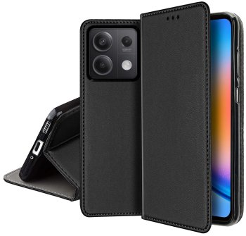Etui do Xiaomi Redmi Note 13 5G czarne magnetyczne zamykane ze szkłem