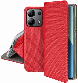 Etui do Xiaomi Redmi Note 13 Pro 4G czerwone zamykane ze szkłem