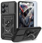 Etui do Xiaomi Redmi Note 13 4G pancerne ring z osłoną na aparat czarne ze szkłem