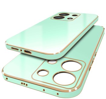 Etui do Xiaomi Redmi Note 13 Pro 4G ze złotą ramką miętowe ze szkłem