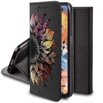 Etui do Xiaomi Redmi A3 zamykane malowane wzór kwiat ze szkłem