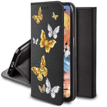 Etui do Xiaomi Redmi A3 zamykane malowane wzór motyle ze szkłem