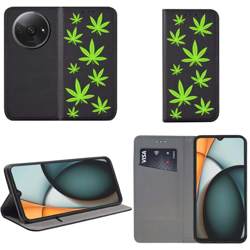 etui-do-xiaomi-redmi-a3-zamykane-malowane-wzor-liscie-ze-szklem