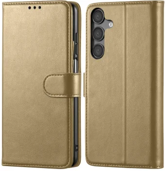 Etui do Samsung Galaxy A25 złote magnetyczne z klapką ze szkłem