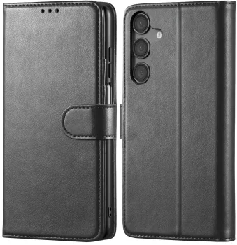 Etui do Samsung Galaxy M15 czarne magnetyczne z klapką ze szkłem