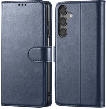 Etui do Samsung Galaxy M15 granatowe magnetyczne z klapką ze szkłem