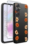 Etui do Samsung Galaxy A35 5G malowane wzór kwiaty ze szkłem