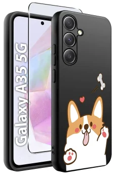 Etui do Samsung Galaxy A35 5G malowane wzór z psem ze szkłem