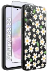 Etui do Samsung Galaxy A35 5G malowane wzór kwiaty ze szkłem