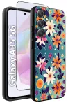 Etui do Samsung Galaxy A35 5G malowane wzór kwiaty ze szkłem