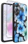 Etui do Samsung Galaxy A35 5G malowane wzór kwiaty ze szkłem