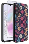 Etui do Samsung Galaxy A35 5G malowane wzór kwiaty ze szkłem