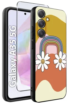 Etui do Samsung Galaxy A35 5G malowane wzór kolorowy ze szkłem