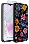 Etui do Samsung Galaxy A35 5G malowane wzór kwiaty ze szkłem