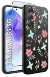 Etui do Samsung Galaxy A55 5G malowane wzór kwiaty ze szkłem