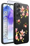 Etui do Samsung Galaxy A55 5G malowane wzór kwiaty ze szkłem