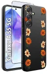 Etui do Samsung Galaxy A55 5G malowane wzór kwiaty ze szkłem