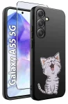 Etui do Samsung Galaxy A55 5G malowane wzór z kotem ze szkłem
