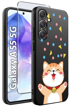 Etui do Samsung Galaxy A55 5G malowane wzór z kotem ze szkłem