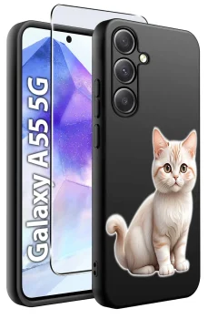 Etui do Samsung Galaxy A55 5G malowane wzór z kotem ze szkłem