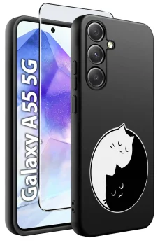 Etui do Samsung Galaxy A55 5G malowane wzór z kotem ze szkłem